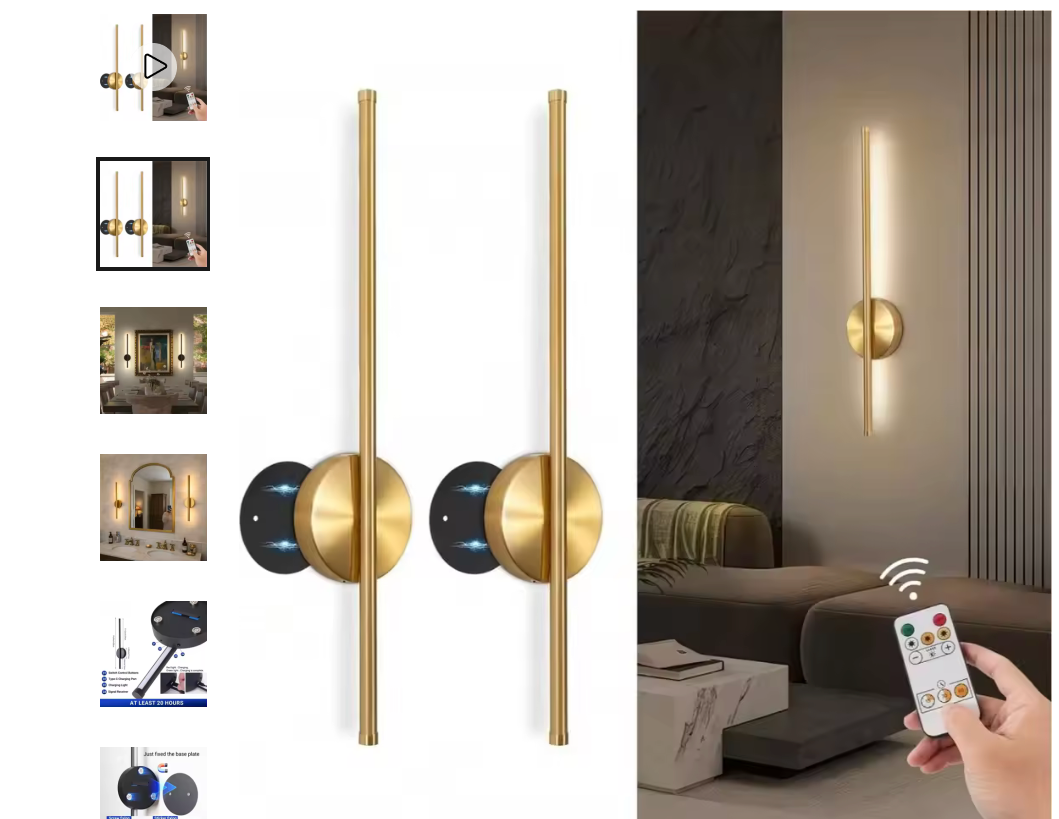 Magnetic Rechargeable 50 Wall Lamp Black Gold For Living Room Bedroom Hallway Study Stairwell Cloakroom LED Lighting Wiring Free